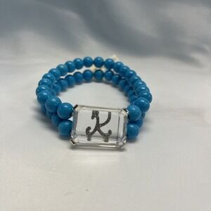 HSN Stretch Beaded Bracelet  Encased Acrylic Block With K New